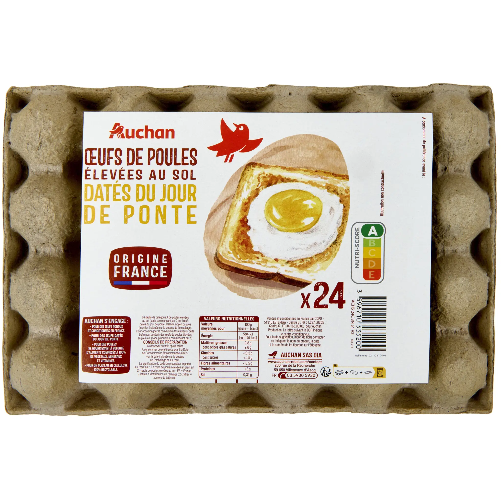 AUCHAN Oeufs de poules élevées au sol