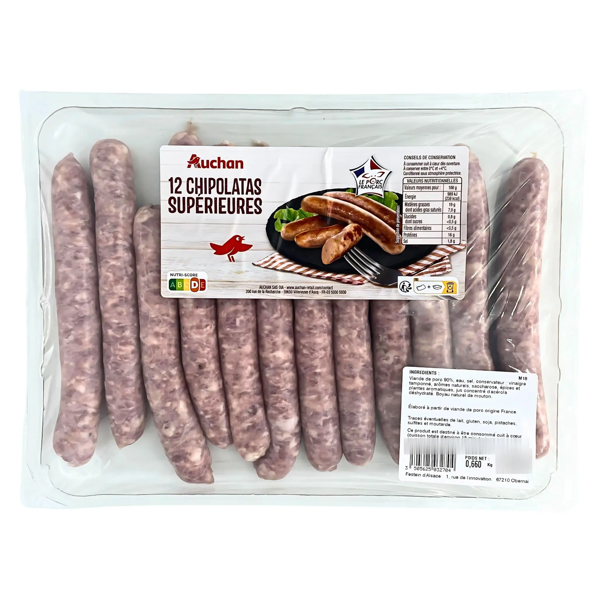 AUCHAN Chipolatas supérieures