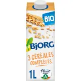 BJORG Boisson végétale aux 3 céréales complètes bio sans sucres ajoutés