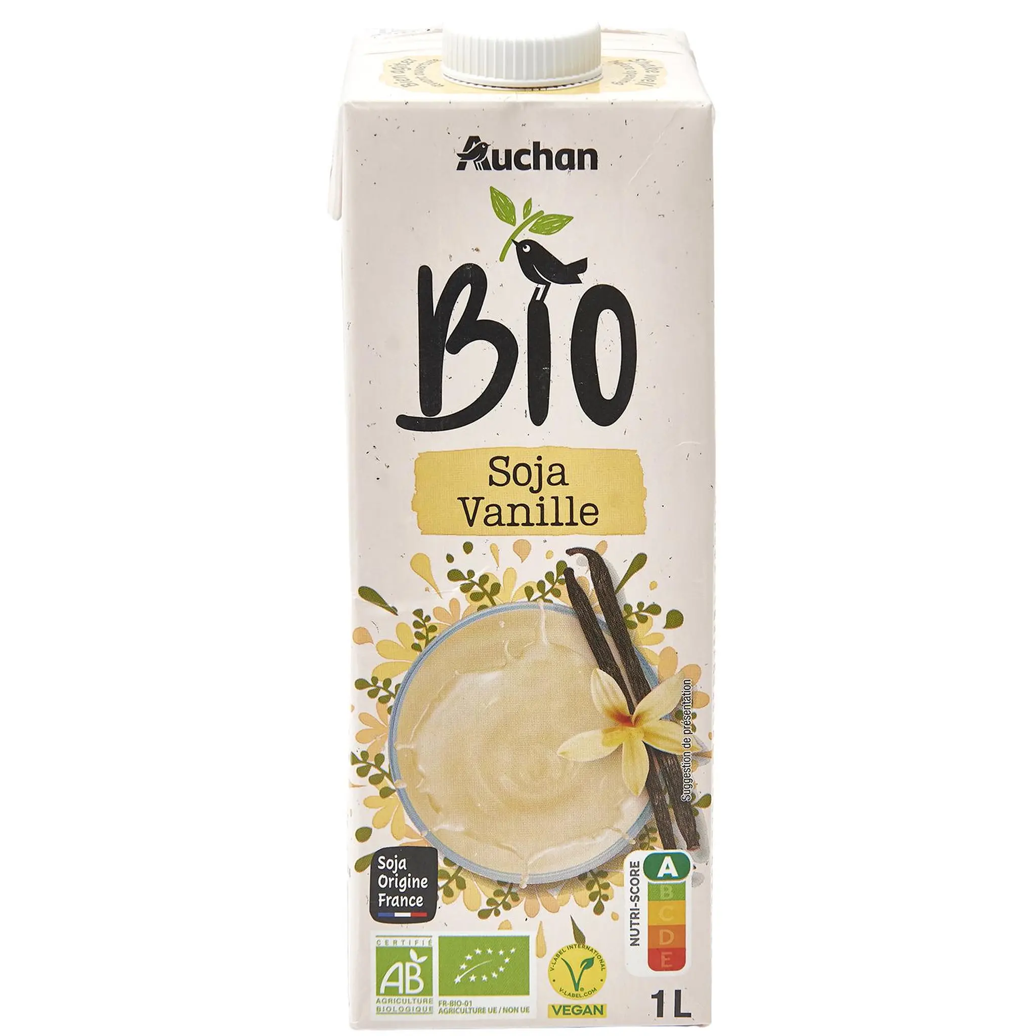 AUCHAN BIO Boisson au soja saveur vanille