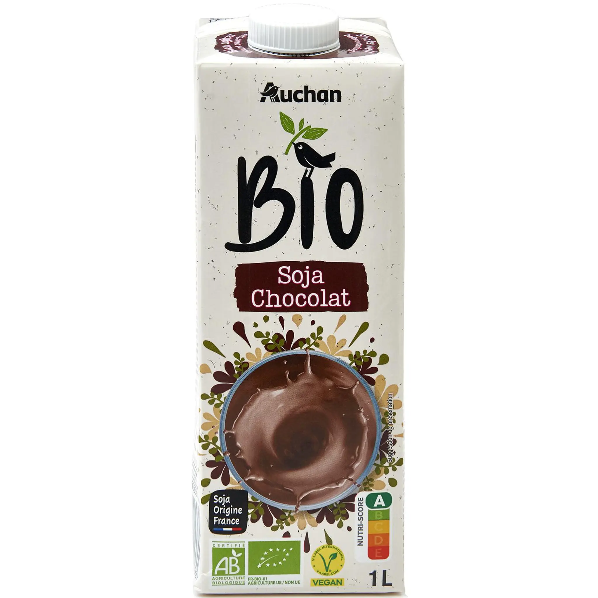AUCHAN BIO Boisson au soja saveur chocolat