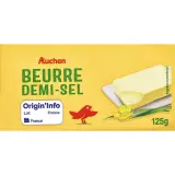 AUCHAN Beurre demi-sel pour tartine et cuisson 80%MG