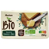 AUCHAN BIO Beurre demi-sel 80%MG bio