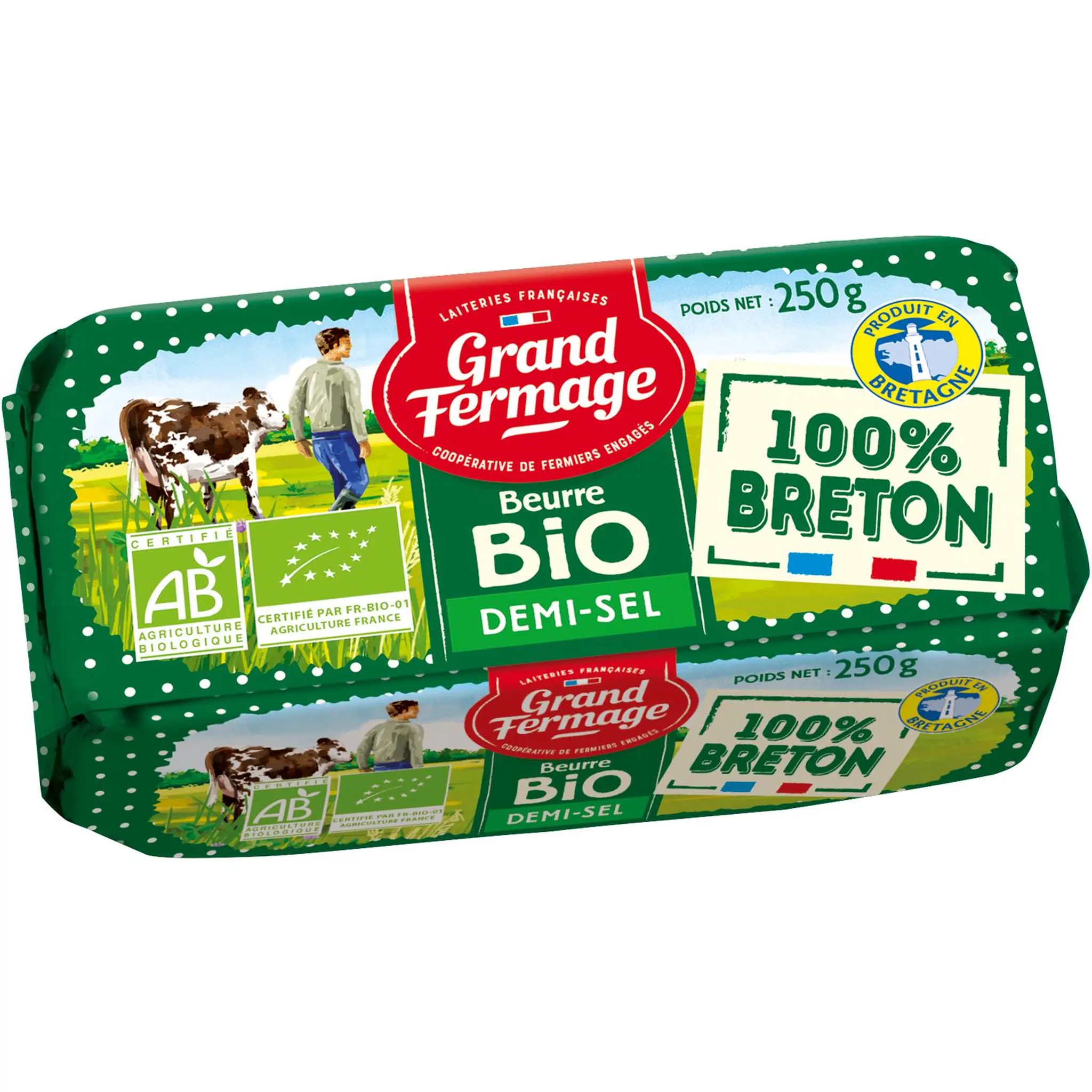 GRAND FERMAGE Beurre moulé demi-sel bio