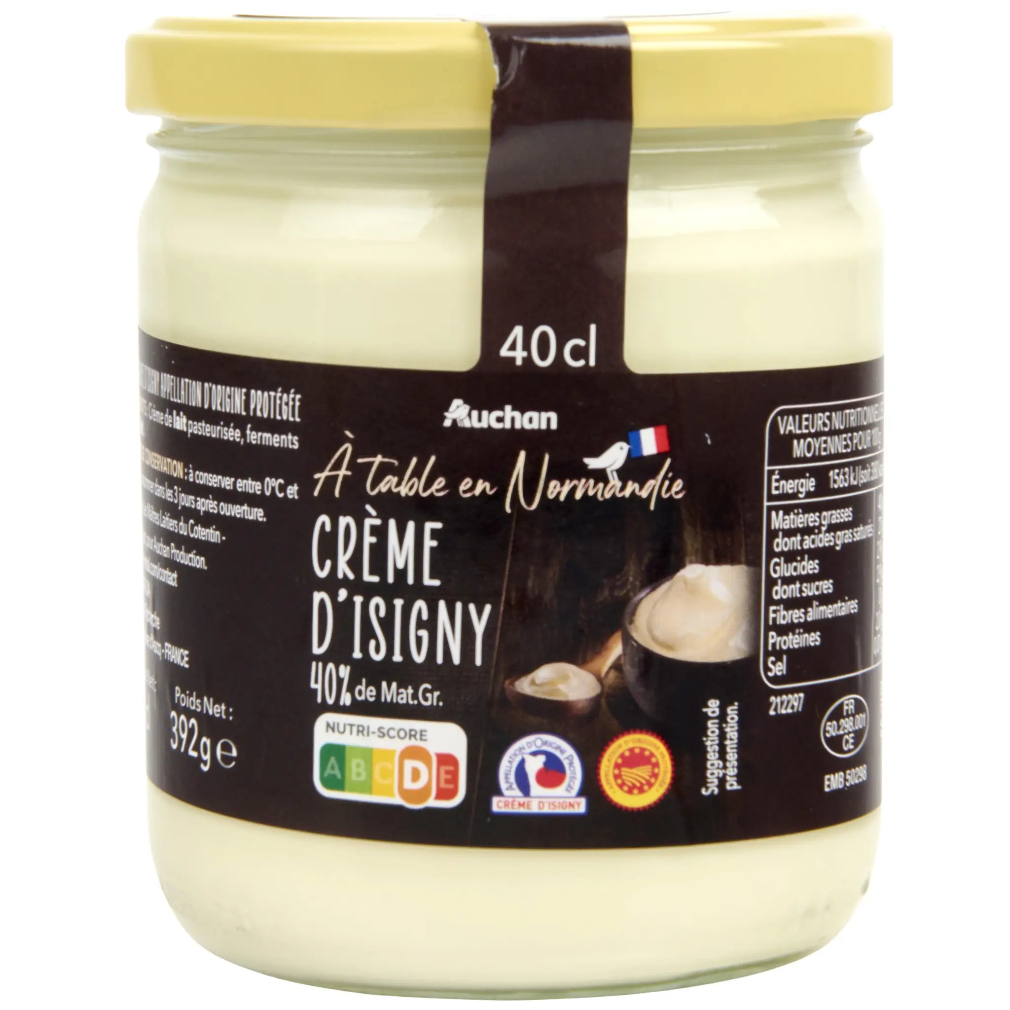 AUCHAN TERROIR Crème fraîche d'Isigny 40%MG