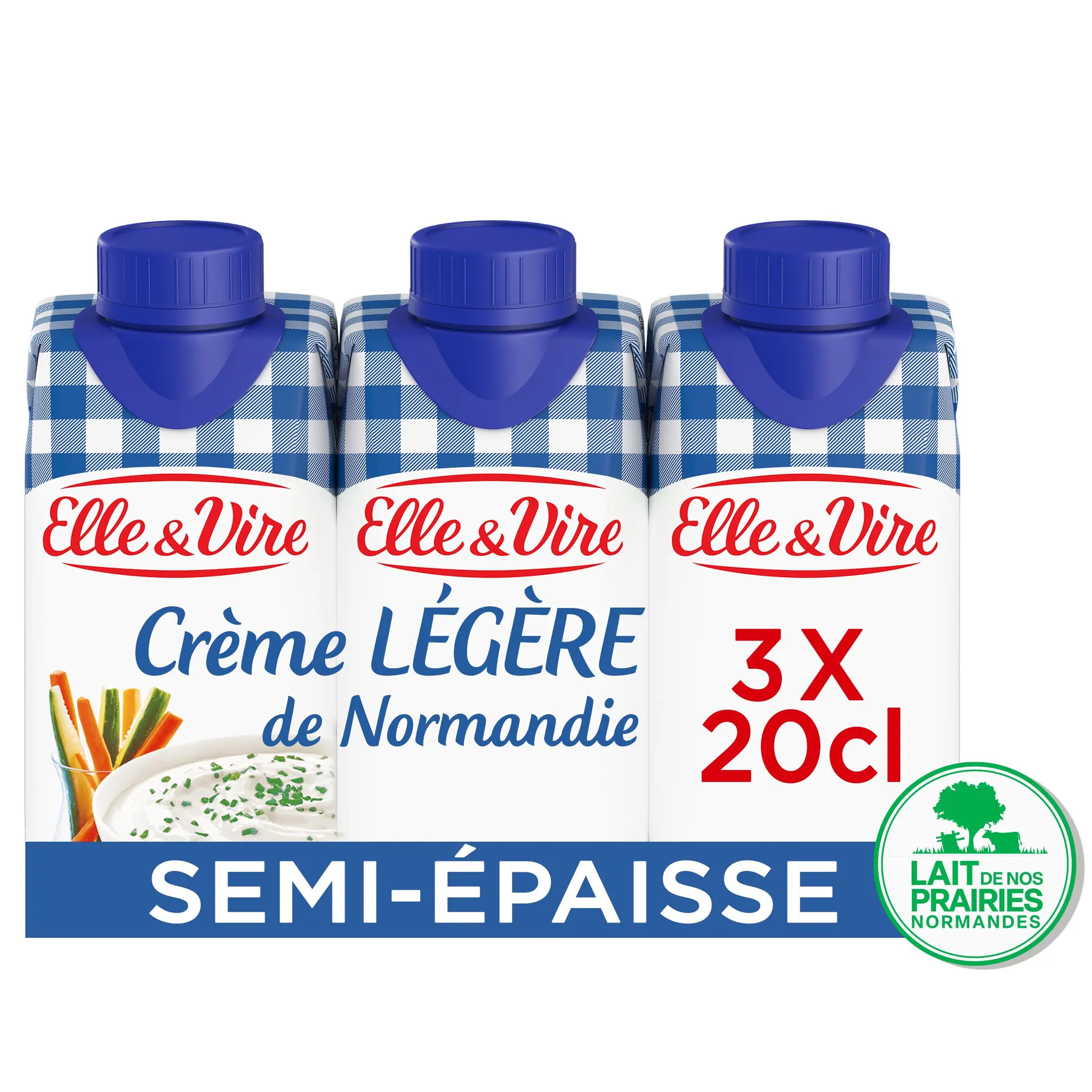 ELLE & VIRE Crème semi-épaisse légère 18%MG UHT