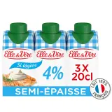 ELLE & VIRE Crème semi-épaisse légère 4% MG UHT