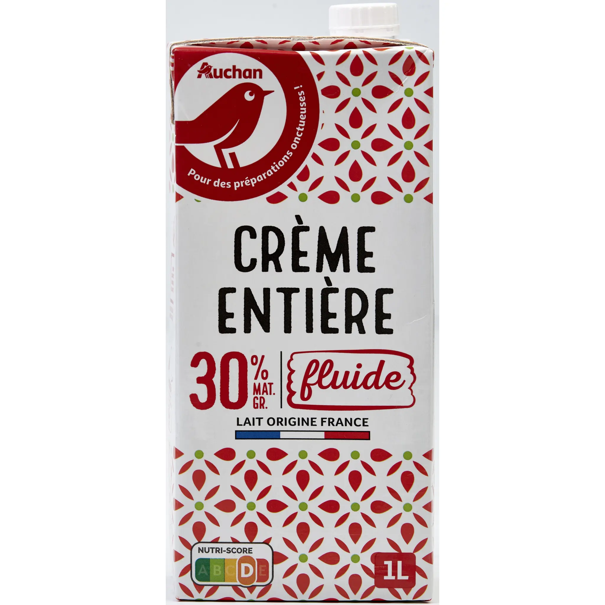 AUCHAN Crème fluide entière 30%MG UHT