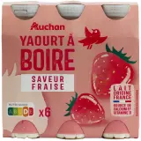 AUCHAN Yaourt à boire saveur fraise