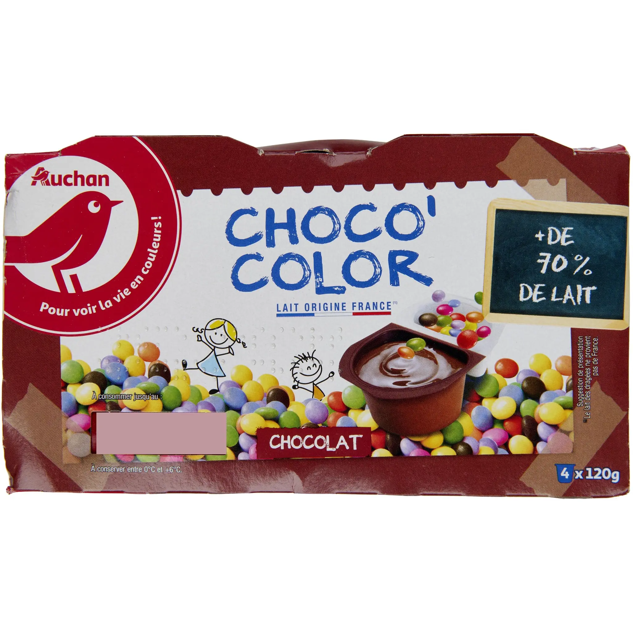 AUCHAN Choco' Color - Crème dessert au chocolat et billes croustillantes