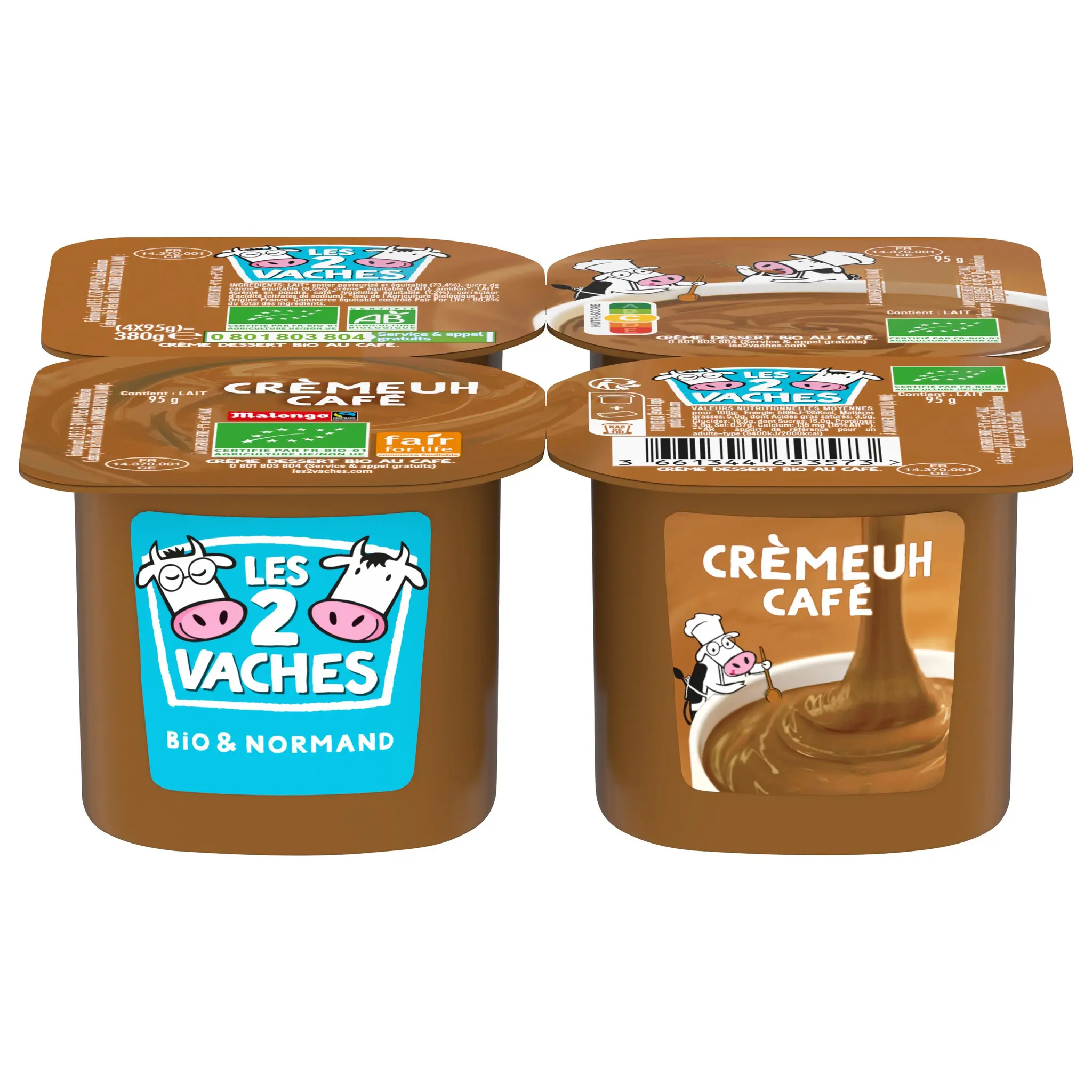 LES 2 VACHES Crème dessert café bio