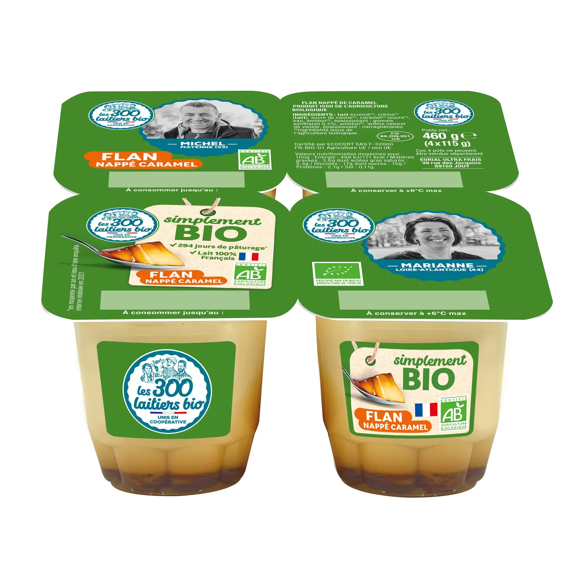 LES 300 LAITIERS BIO Flan nappé caramel
