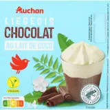 AUCHAN Liégeois au chocolat au lait de coco