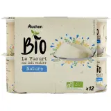 AUCHAN BIO Yaourt au lait entier nature