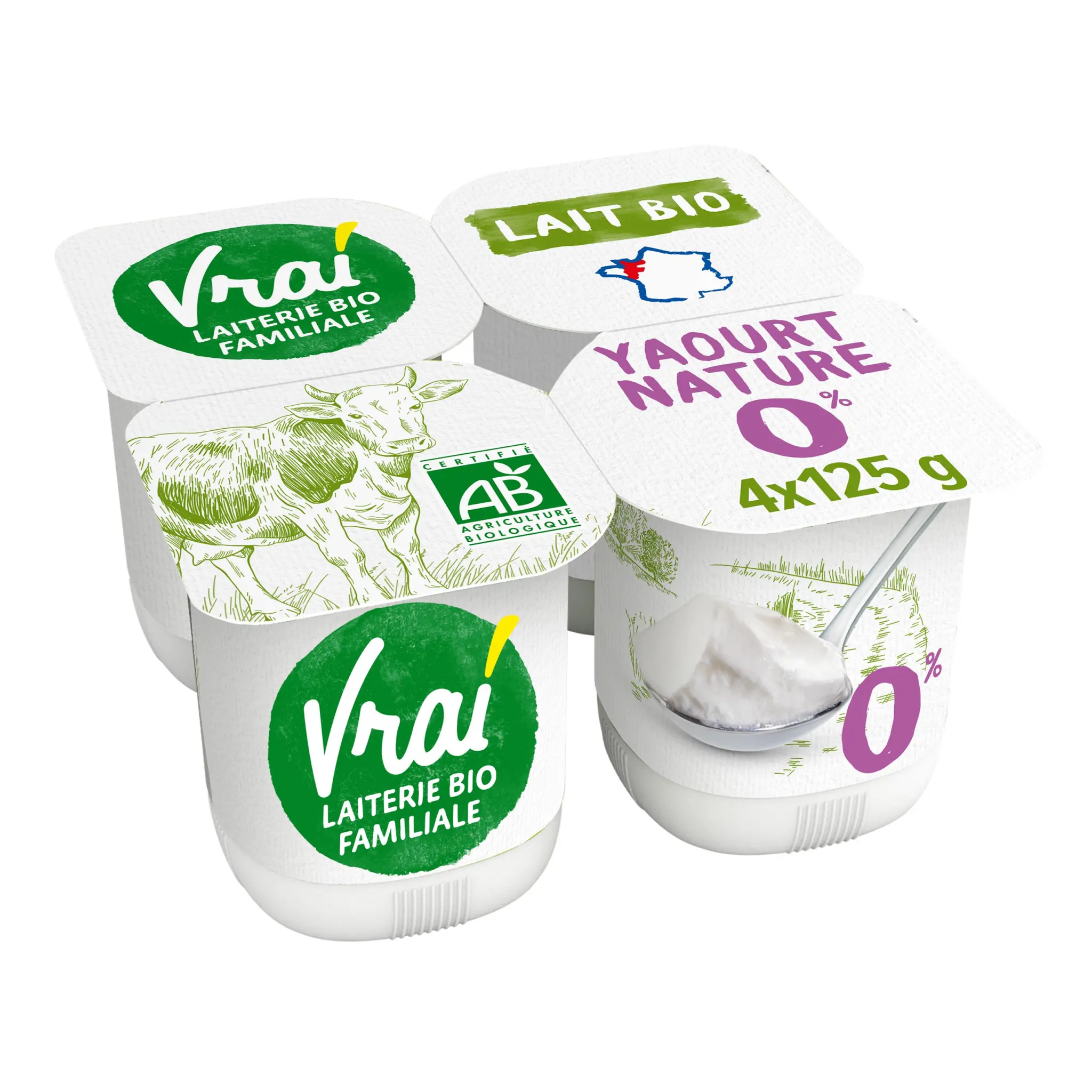 VRAI Yaourt nature bio 0% MG