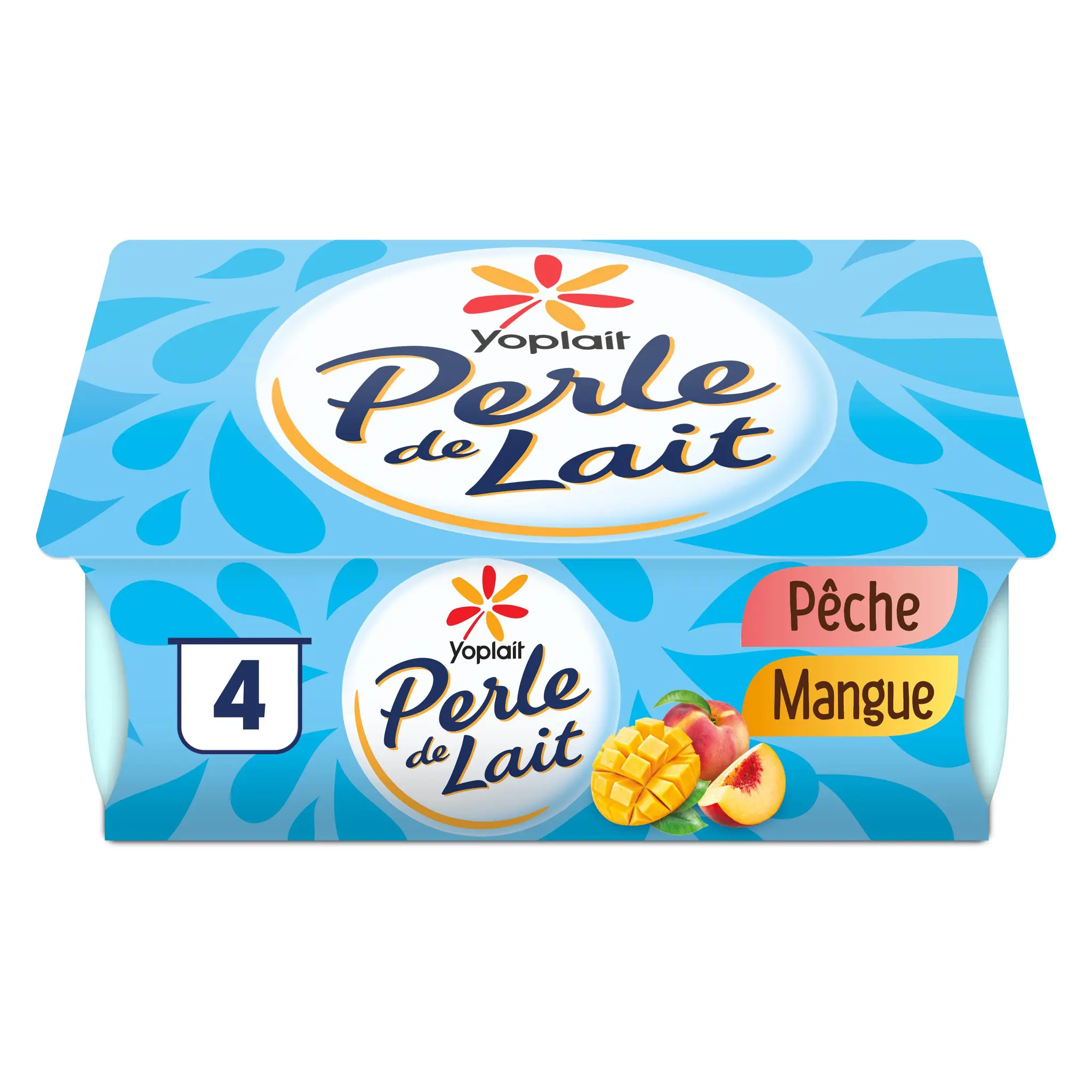 PERLE DE LAIT Yaourt aromatisé 2 variétés mangue pêche