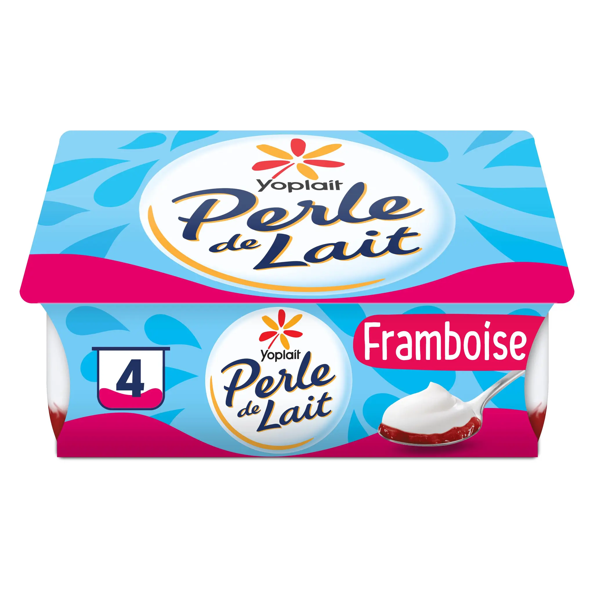 YOPLAIT Perle de lait Yaourt brassé nature sur lit de framboise