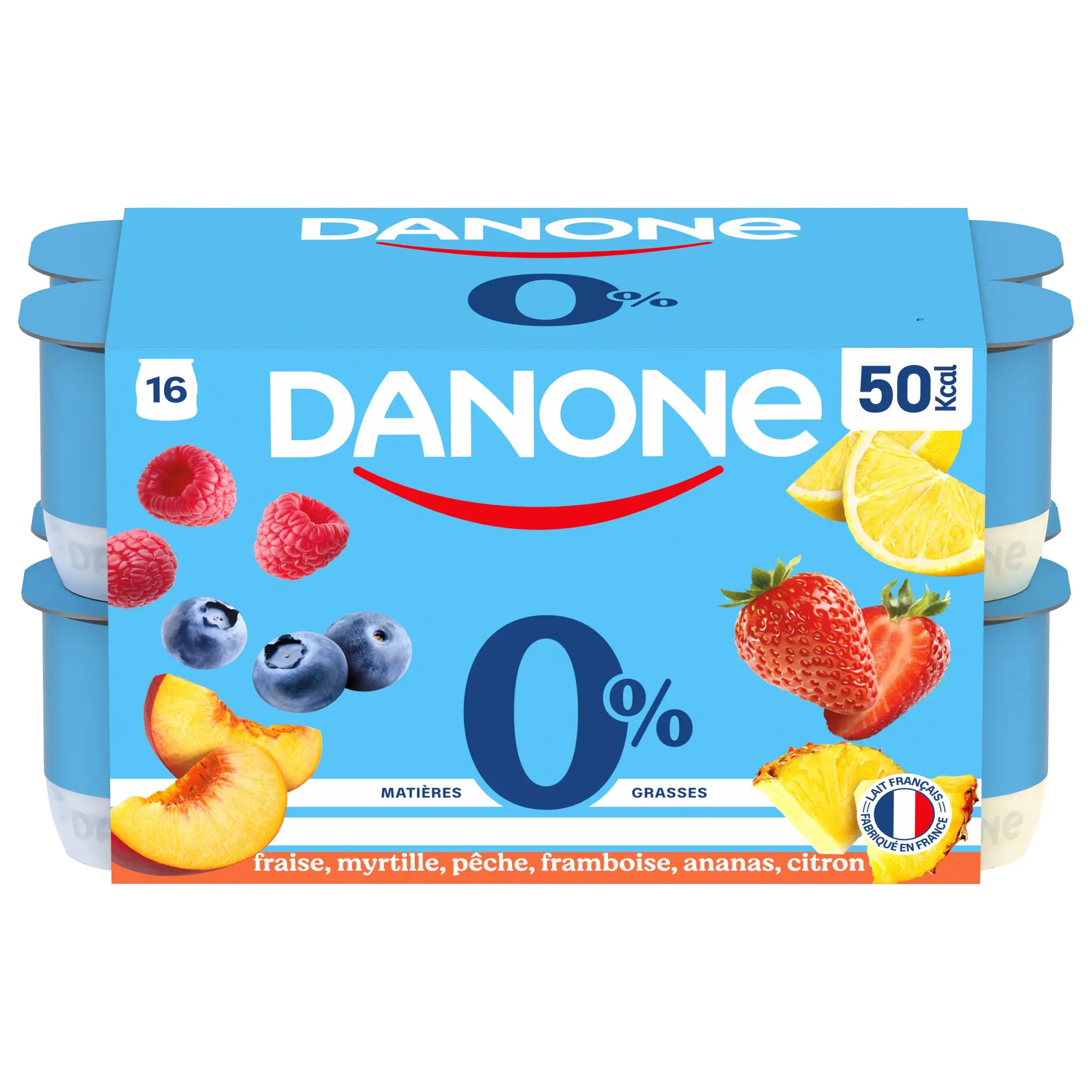 DANONE Yaourt aux fruits panaché 0% MG