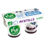 VRAI Yaourt au lait de brebis sur lit de myrtilles bio
