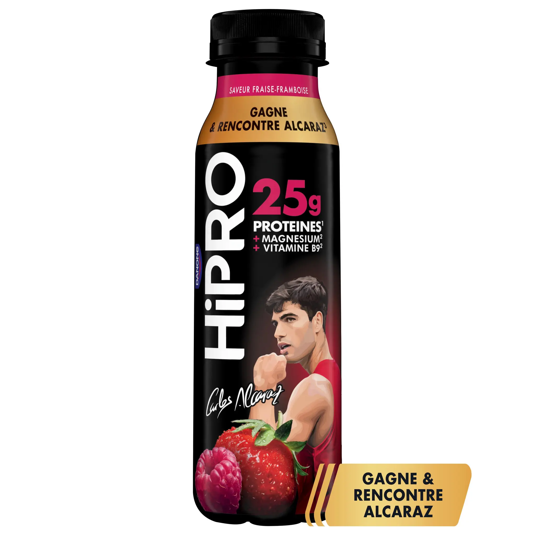 HIPRO Yaourt à boire protéiné saveur fraise framboise 0% MG