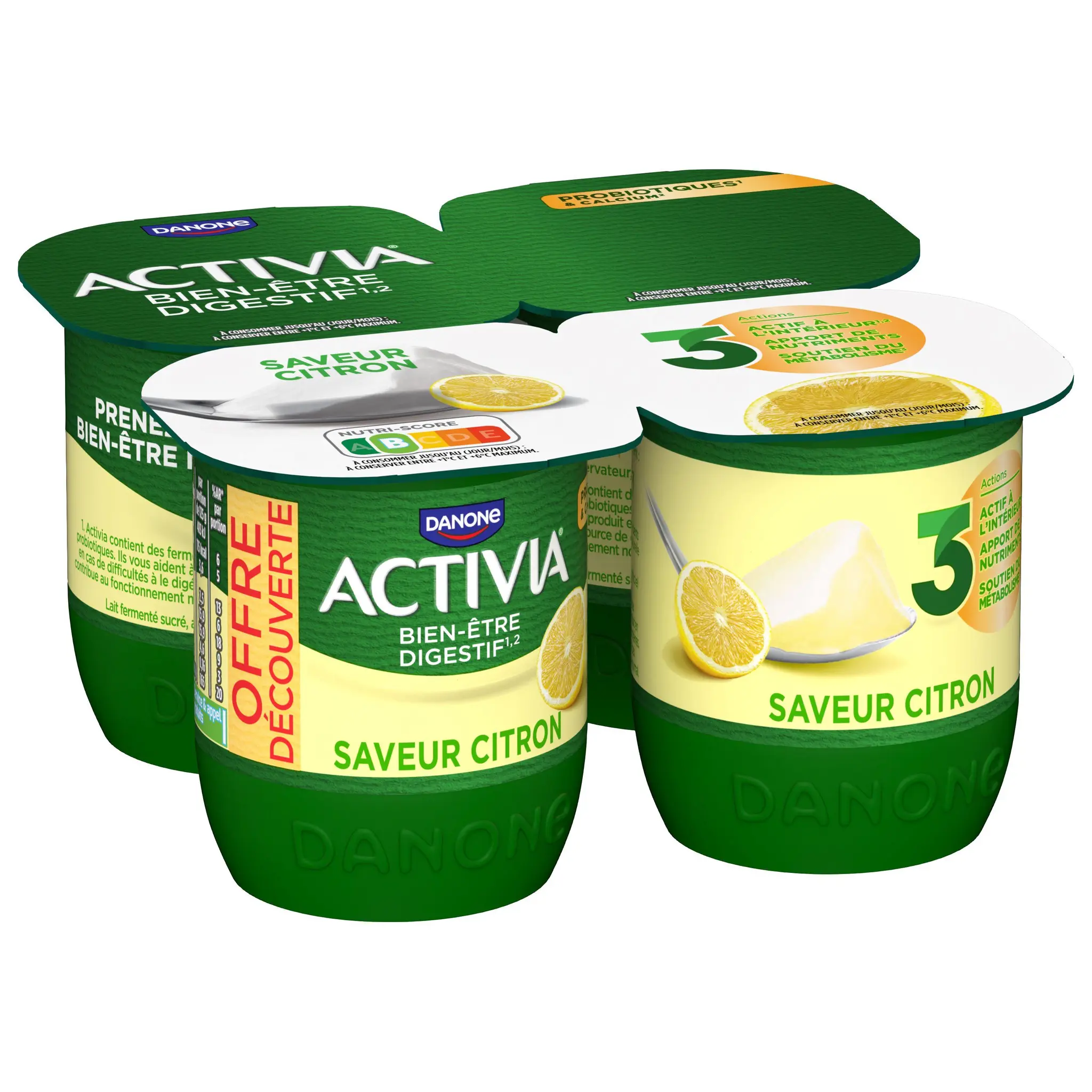 ACTIVIA Probiotiques - Yaourt au bifidus saveur citron
