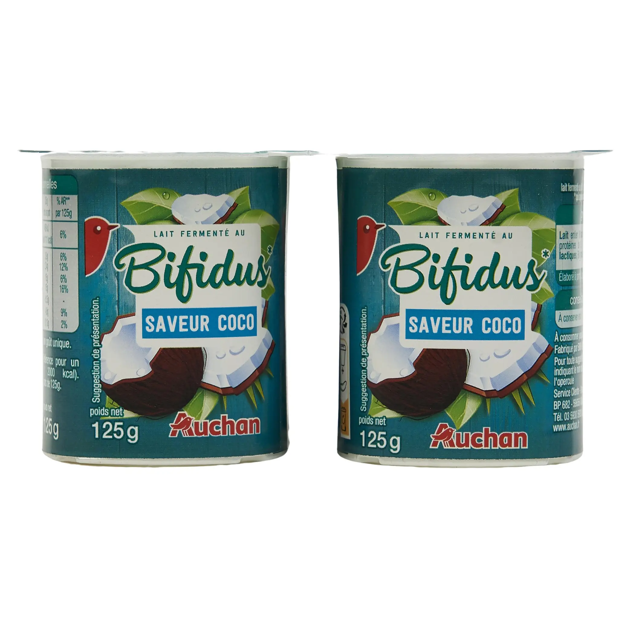 AUCHAN Yaourt au bifidus à la noix de coco