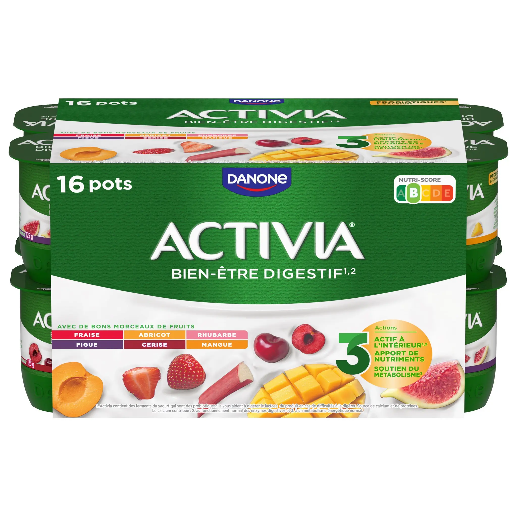 ACTIVIA Probiotiques - Yaourt au bifidus aux fruits panachés avec morceaux