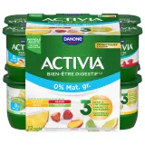 ACTIVIA Probiotiques - Yaourt au bifidus fraise ananas pêche 0% MG