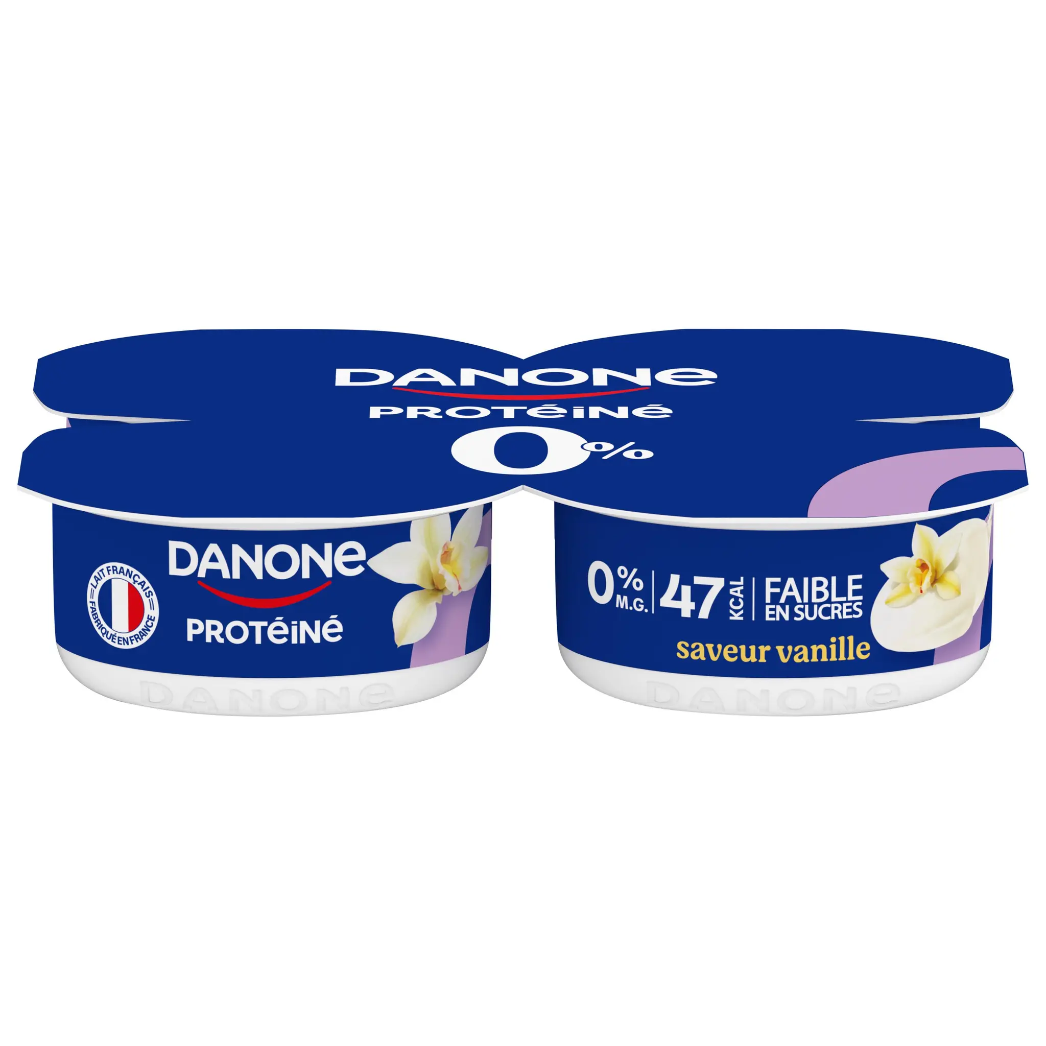 DANONE Protéiné Yaourt fromage blanc à la vanille 0%MG
