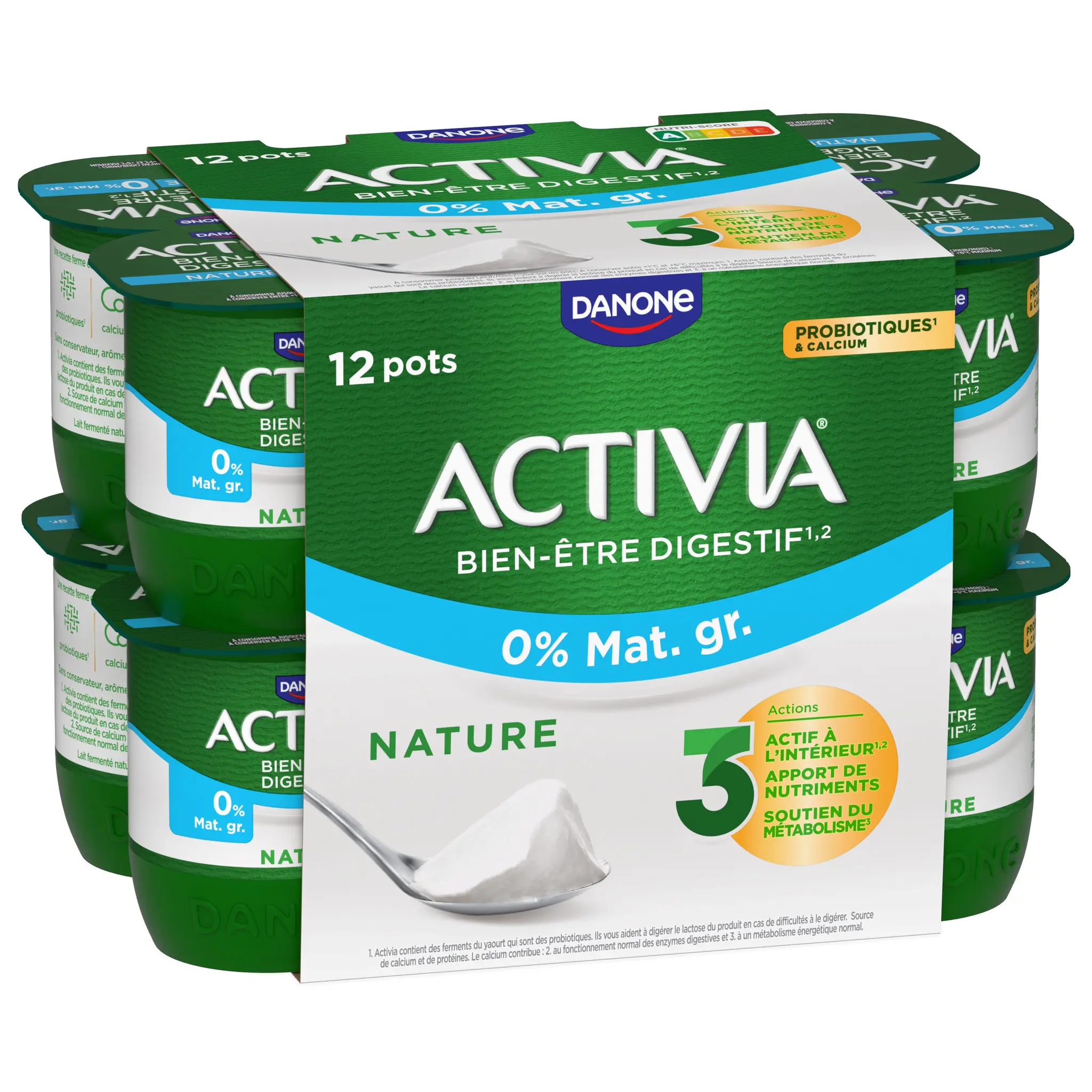 ACTIVIA Probiotiques - Yaourt au bifidus nature 0% MG