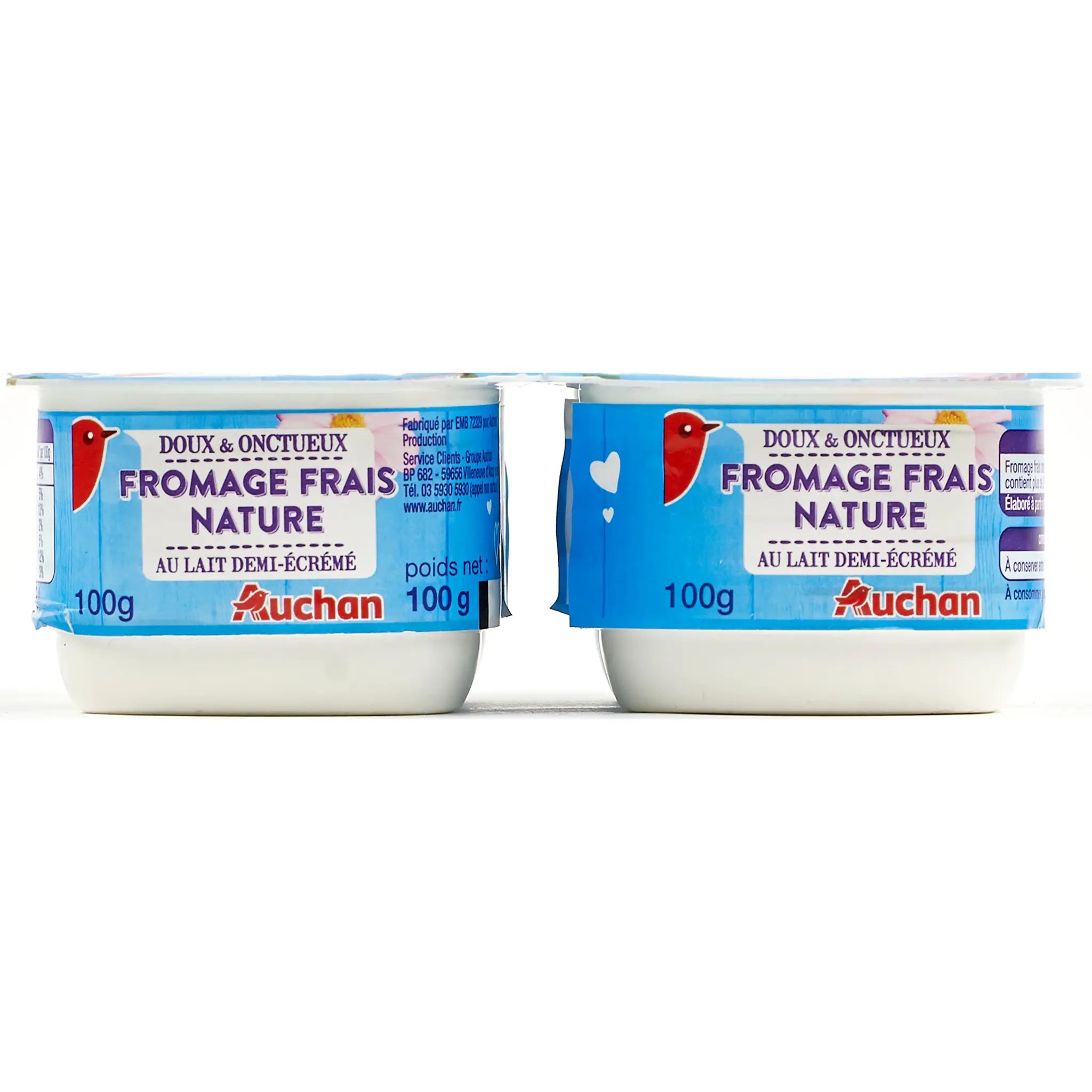 AUCHAN Fromage frais nature au lait demi-écrémé