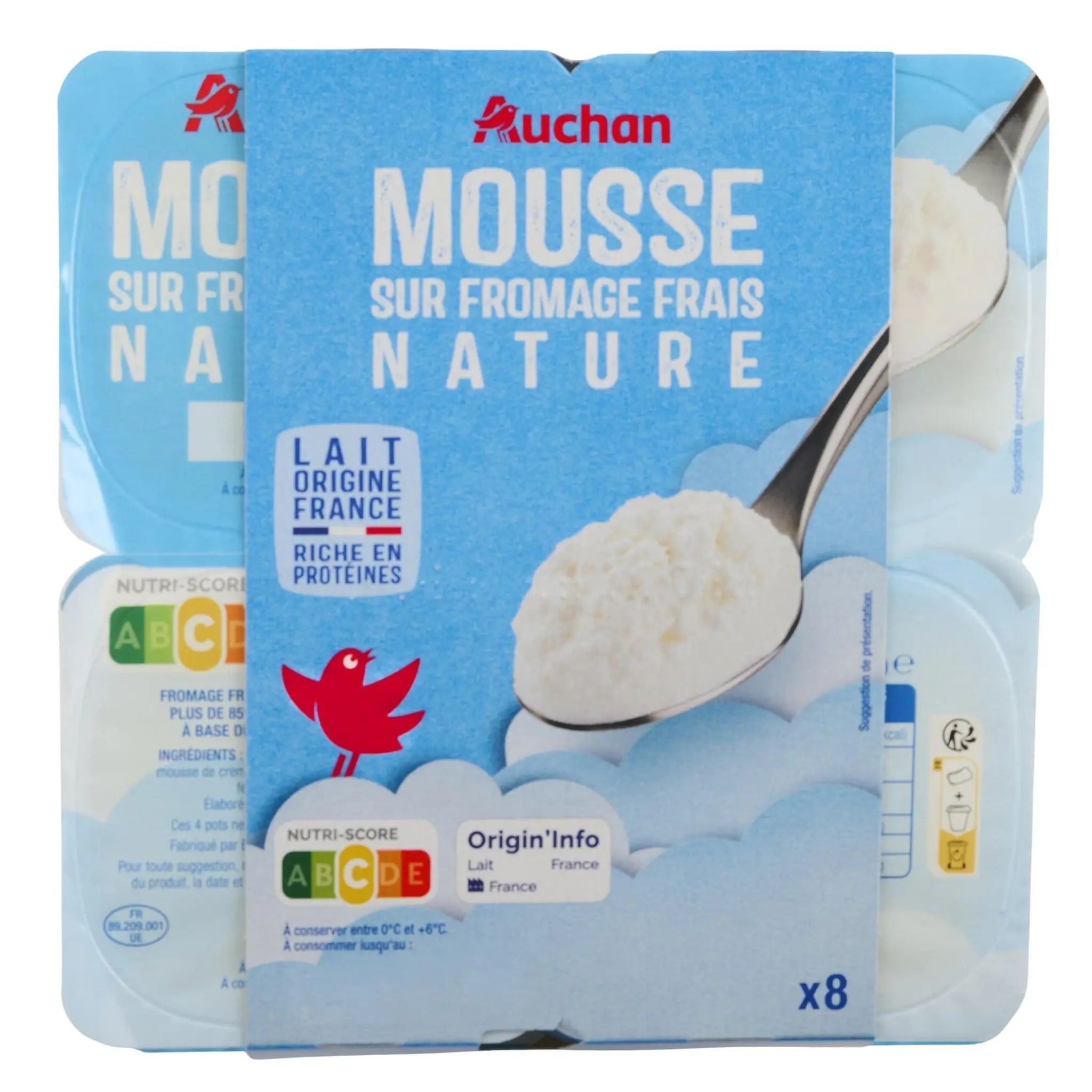 AUCHAN Mousse sur fromage frais nature