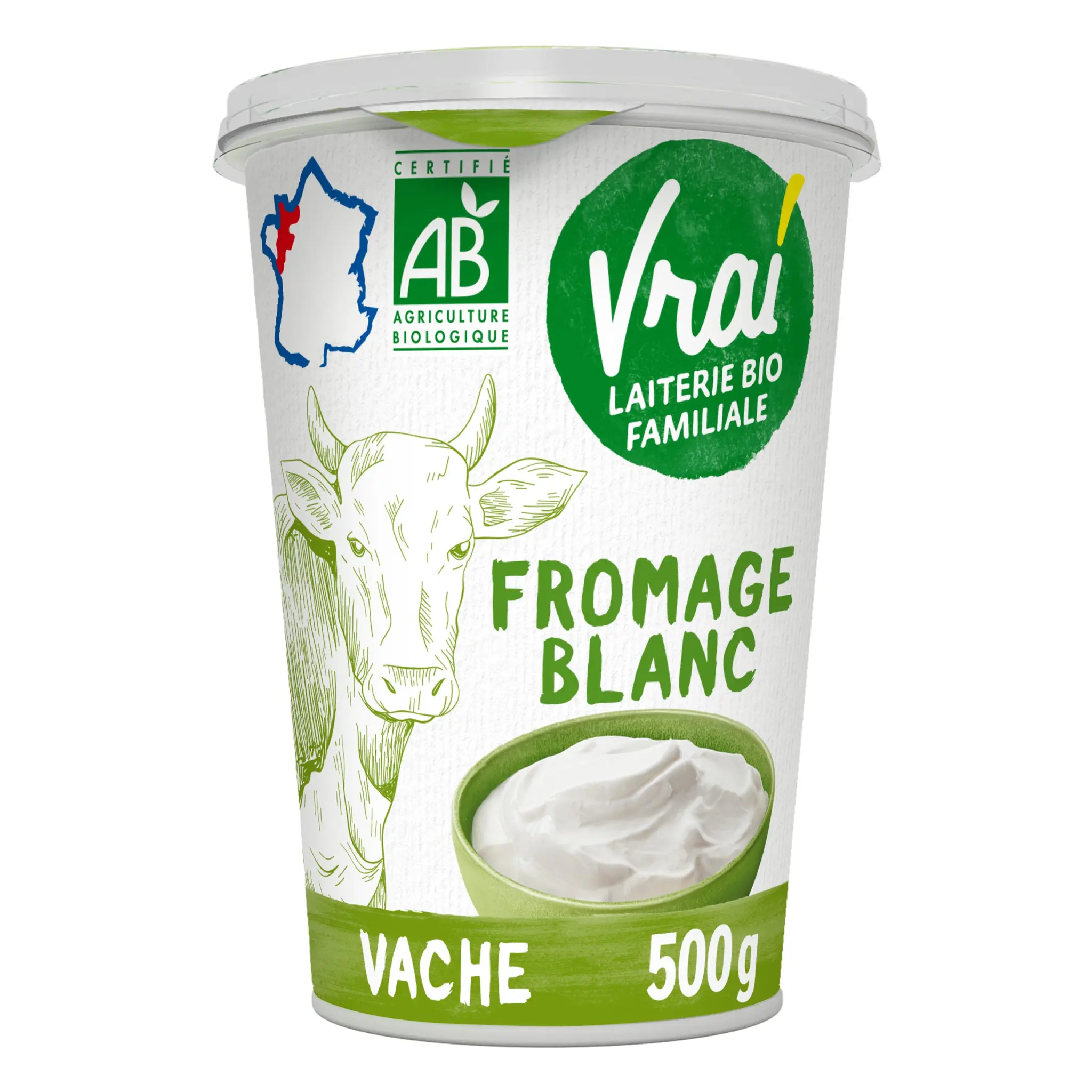 VRAI Fromage blanc au lait bio 3,6% MG