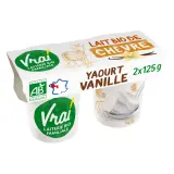 VRAI Yaourt brassé nature au lait de chèvre à la vanille bio