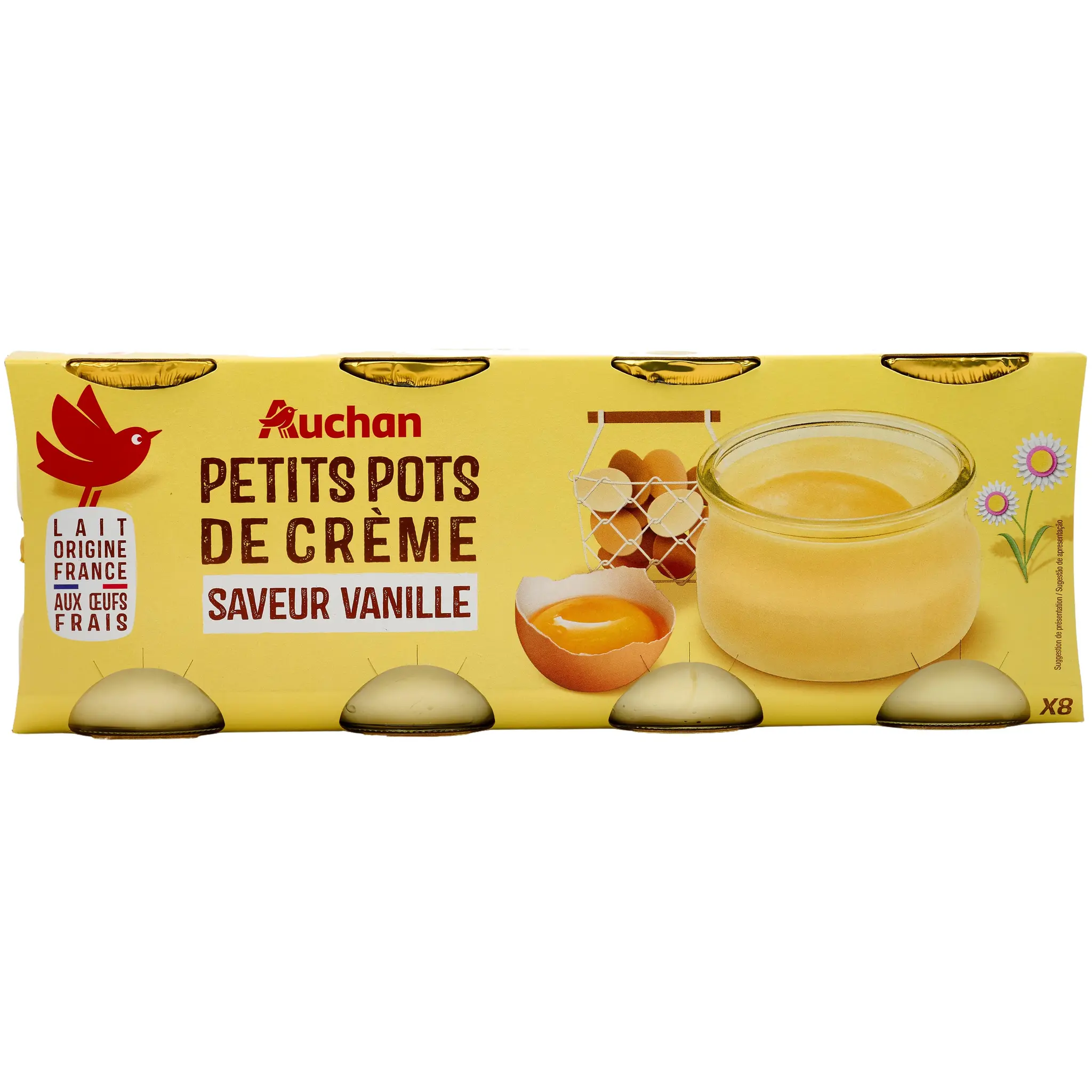 AUCHAN Petits pots de crème saveur vanille