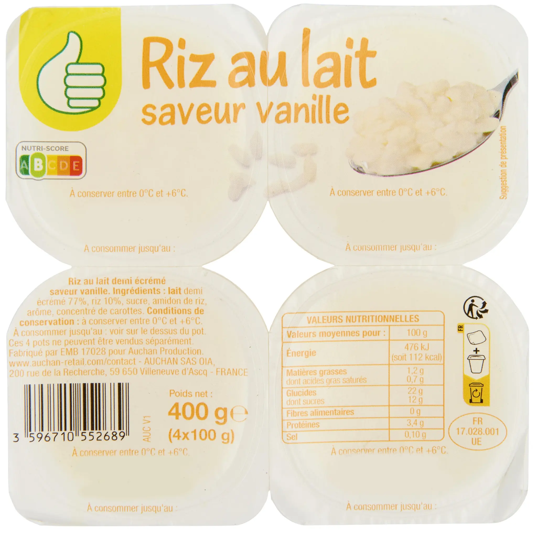 POUCE Riz au lait saveur vanille