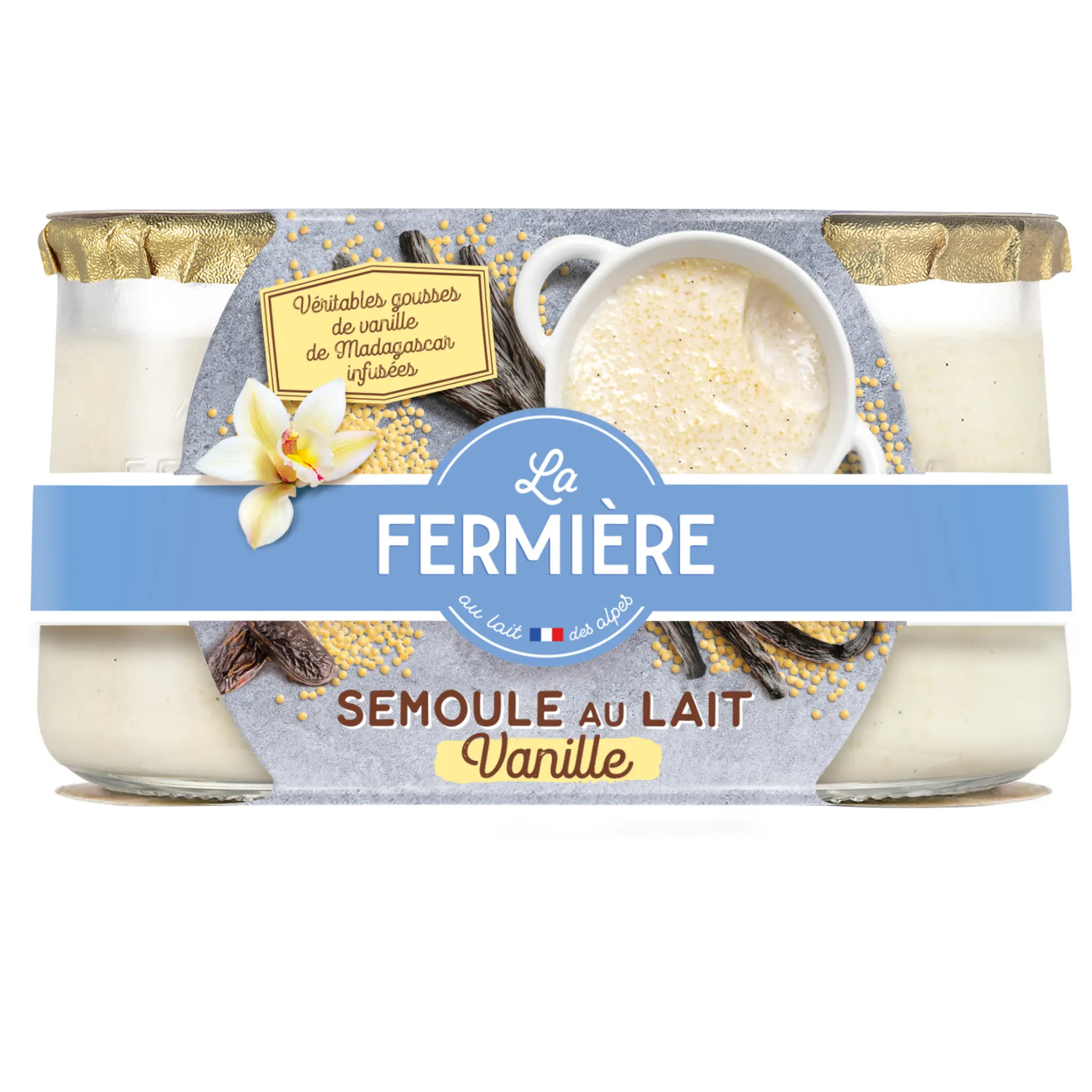 LA FERMIERE Semoule au lait infusée gousse de vanille et fève Tonka