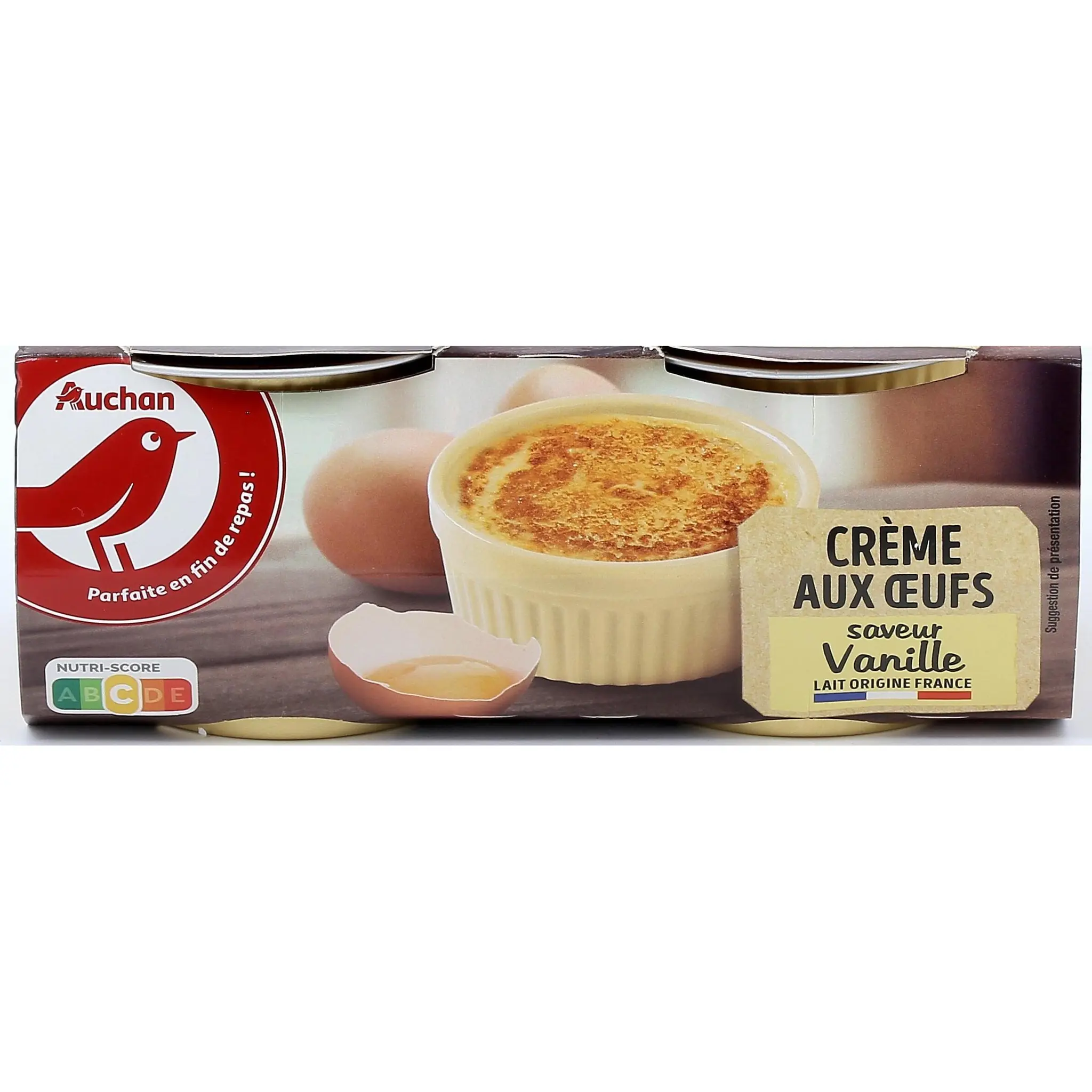 AUCHAN Crème aux oeufs saveur vanille