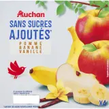 AUCHAN Spécialité pomme banane vanille sans sucres ajoutés