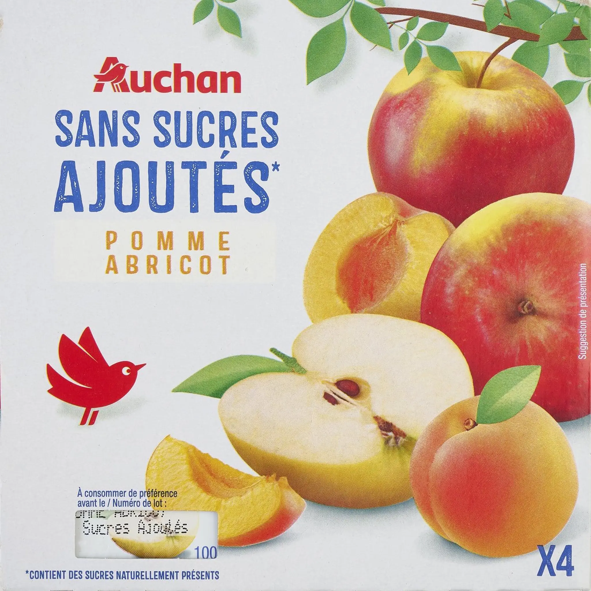 AUCHAN Spécialité pomme abricot sans sucres ajoutés