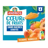 ANDROS Coeur de fruits Coupelles pomme abricot sans sucres ajoutés