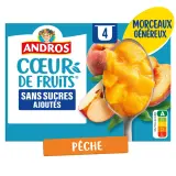 ANDROS Coeur de fruits sans sucrés ajoutés avec morceaux à la pêche