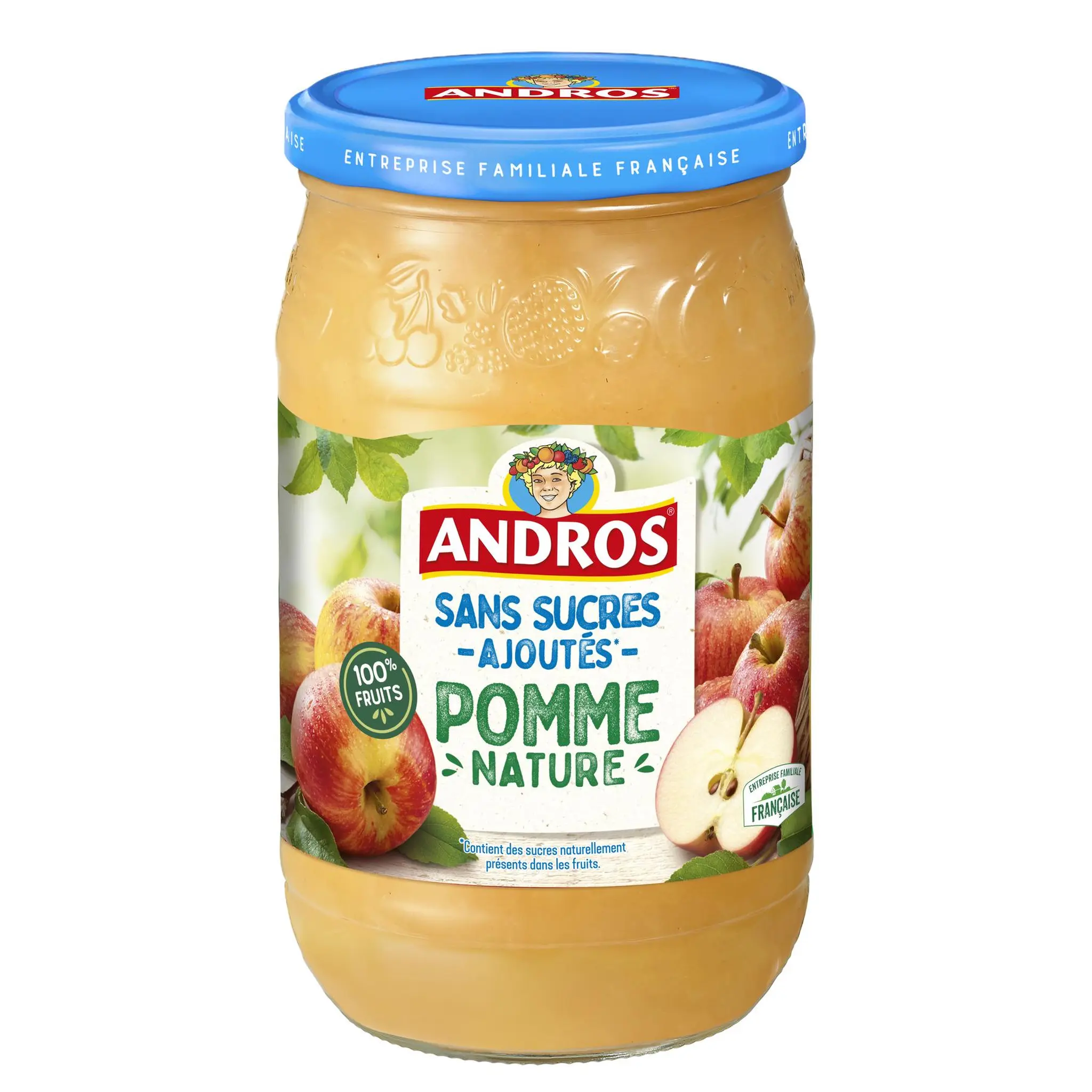 ANDROS Compote de pomme nature sans sucres ajoutés en bocal