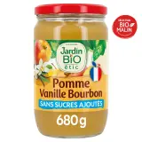 JARDIN BIO ETIC Purée de pomme vanille bourbon sans sucres ajoutés en bocal