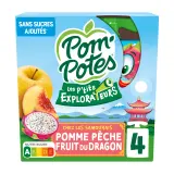 POM'POTES Gourdes pomme pêche fruit du dragon sans sucres ajoutés