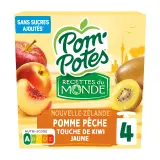 POM'POTES Gourdes compote pomme pêche touche de kiwi jaune