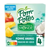 POM'POTES Gourdes compote pomme ananas coco sans sucre ajoutés