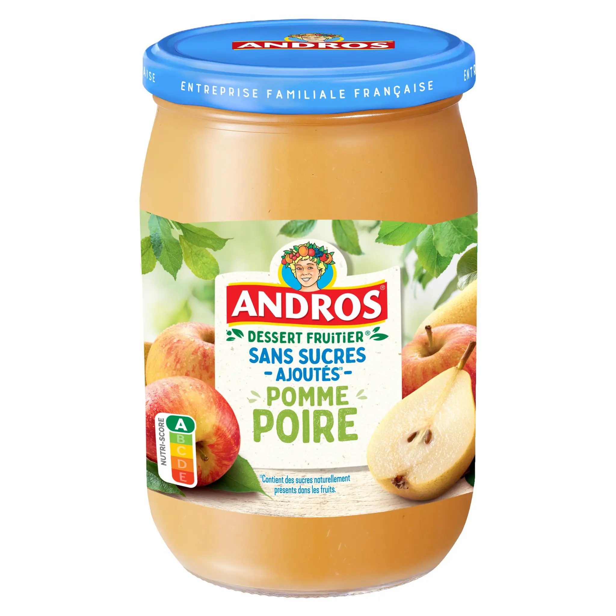 ANDROS Compote de pomme poire sans sucres ajoutés en bocal