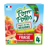 POM'POTES Gourdes compotes de pomme de France et fraise de Paca sans sucres ajoutés