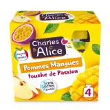 CHARLES & ALICE Purée de pommes mangues passion sans sucres ajoutés